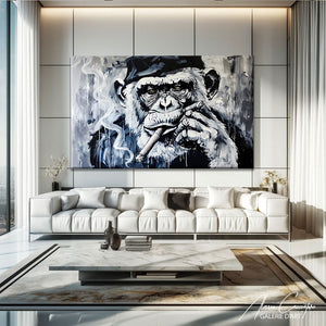 Peinture Singe Noir et Blanc