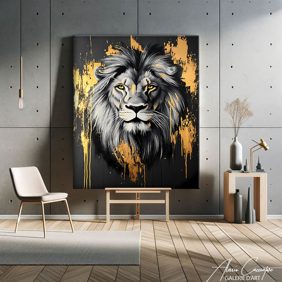 Tableau Lion Grand Format – mise en situation