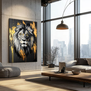 Cadre Lion Noir et Or