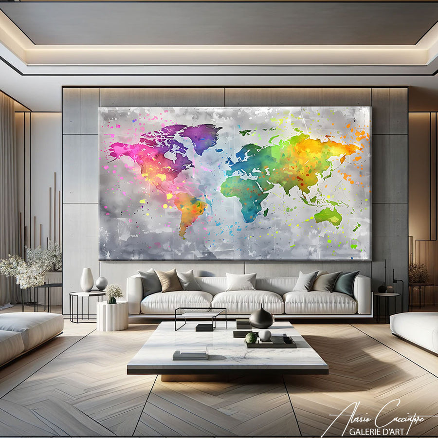Tableau Salon Carte du Monde – mise en situation