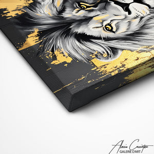 TABLEAU LION NOIR ET OR Alessio Cacciatore
