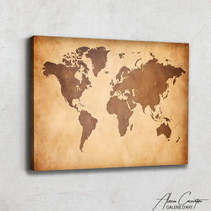 tableau carte du monde vintage