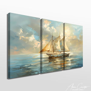 tableau tryptique bateau