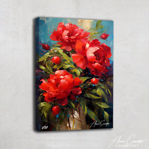 tableau pivoine rouge
