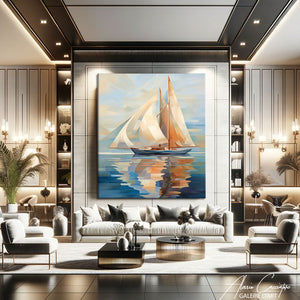 tableau bateau abstrait