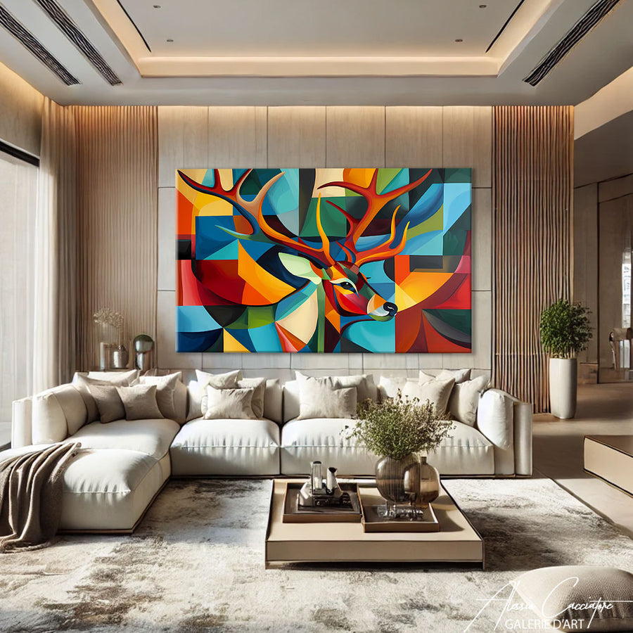 Tableau Cerf Motif – mise en situation