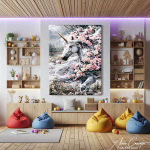 TABLEAU LICORNE FLEURS