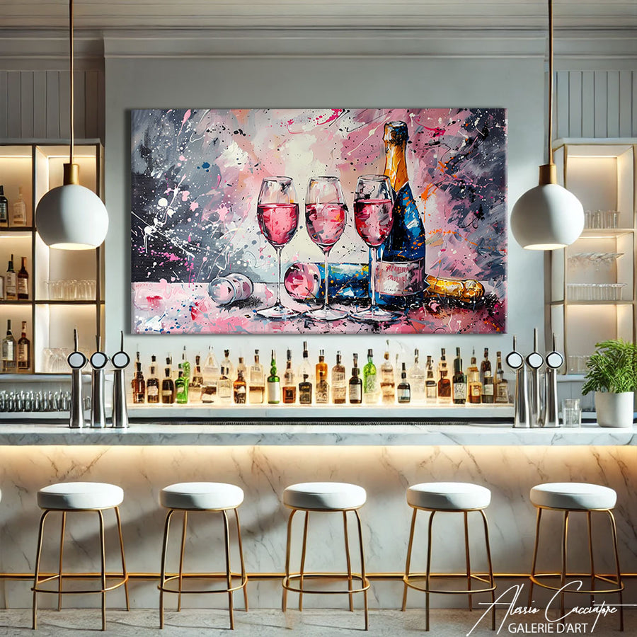 tableau mural champagne – mise en situation