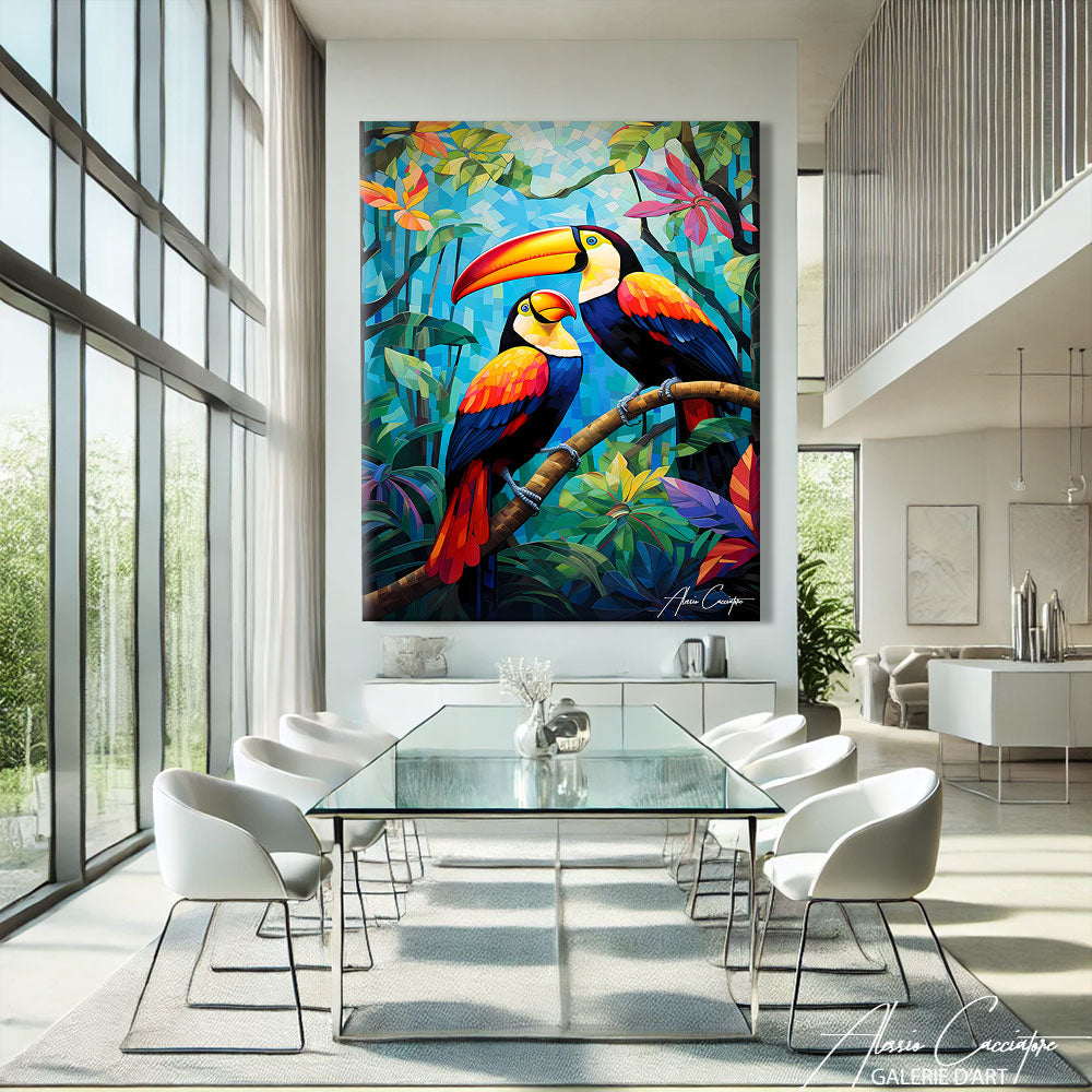 TABLEAU OISEAUX EXOTIQUES Alessio Cacciatore
