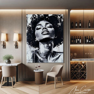 TABLEAU AFRICAINE NOIR ET BLANC