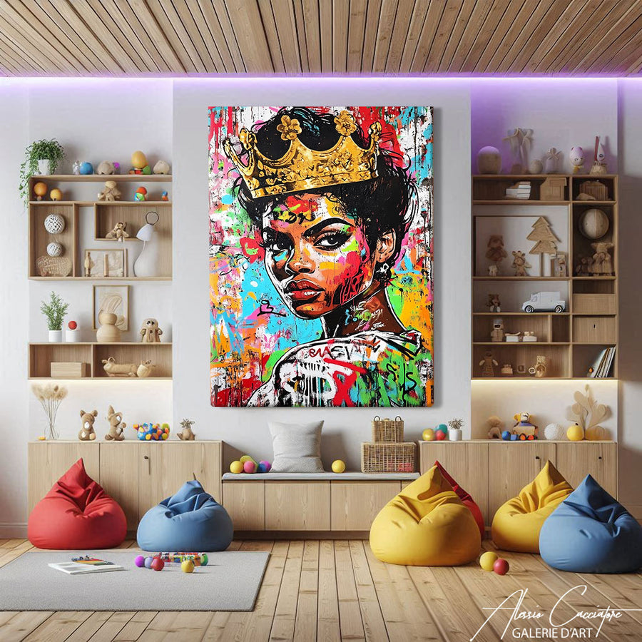 TABLEAU STREET ART FEMME AFRICAINE – mise en situation