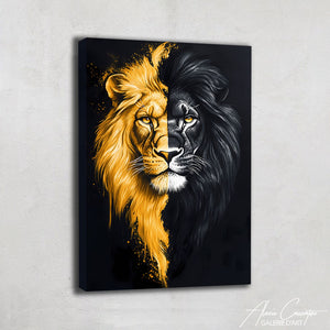 Cadre Lion Noir et Or