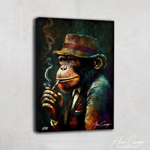 tableau singe fumeur