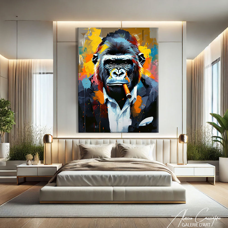 Peinture Gorille Cigare
– mise en situation