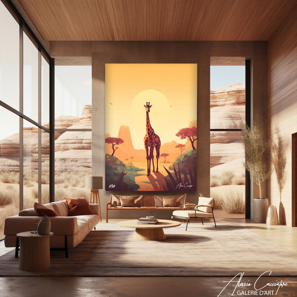 tableau paysage girafe