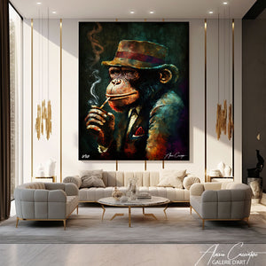 tableau singe fumeur