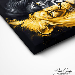 TABLEAU LION NOIR ET DORÉ Alessio Cacciatore
