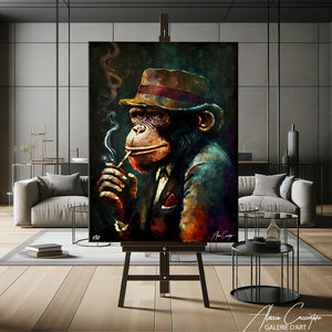 tableau singe qui fume