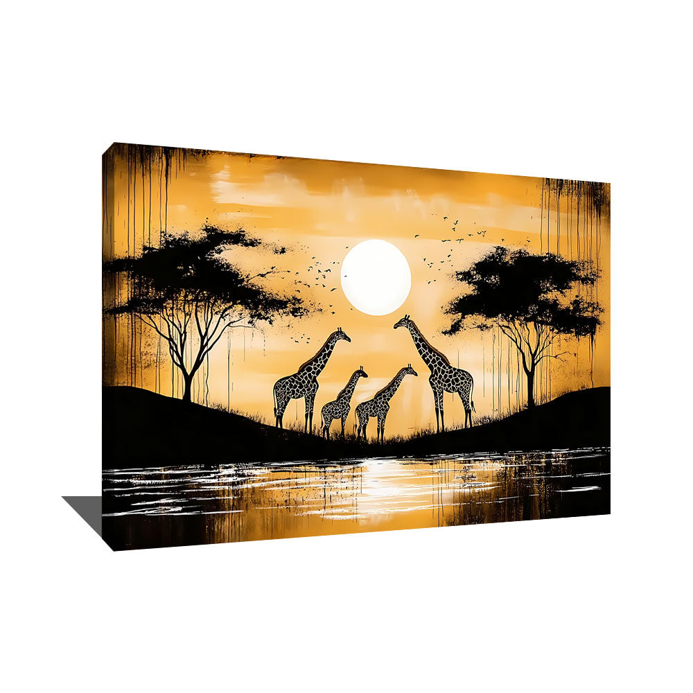 TABLEAU AFRICAIN MODERNE GIRAFFES