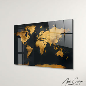 TABLEAU CARTE DU MONDE NOIR ET OR Alessio Cacciatore