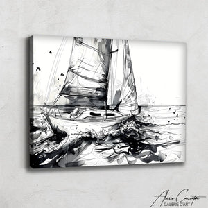Tableau Bateau Noir et Blanc