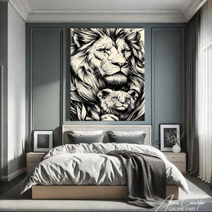 Cadre Lion Noir et Blanc