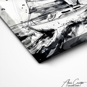 TABLEAU BATEAU NOIR ET BLANC Alessio Cacciatore