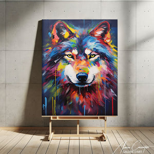 tableau loup peinture