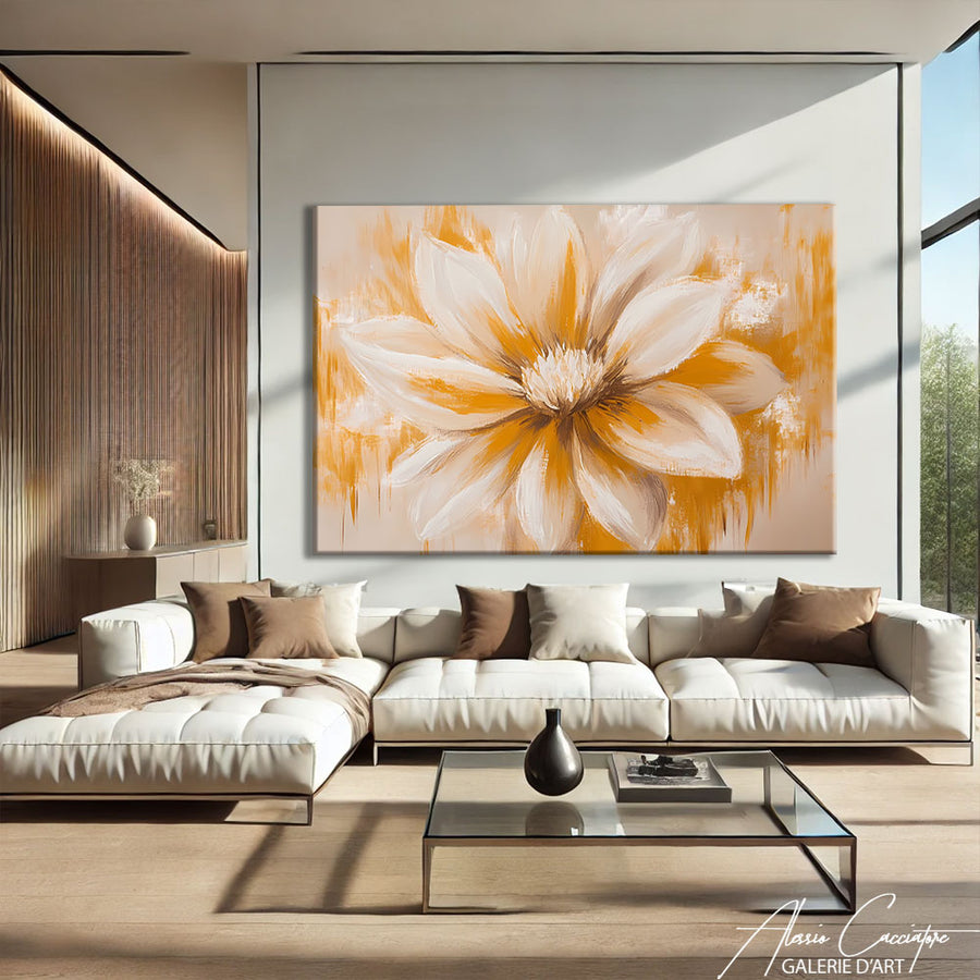 Tableau Peinture Fleur Abstrait – mise en situation