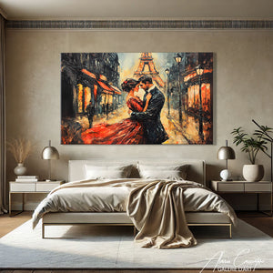 Tableau Couple Sous la Pluie