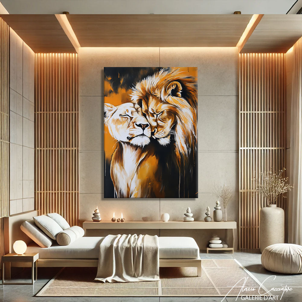 Peinture Lion et Lionne