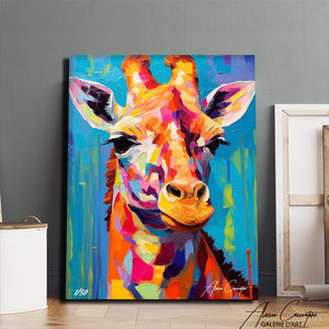 tableau girafe multicolore