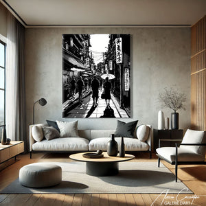 tableau noir et blanc japonais