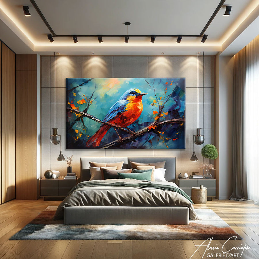 Tableau Oiseau Bleu – mise en situation