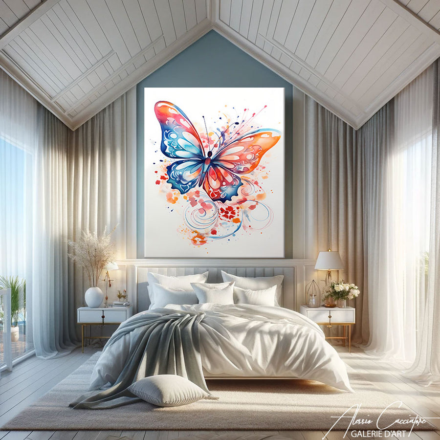 Tableau Peinture Abstrait Papillon – mise en situation