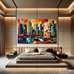 Tableau Triptyque Abstrait Moderne