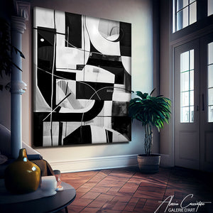 TABLEAU NOIR ET BLANC ABSTRAIT CONTEMPORAIN Alessio Cacciatore