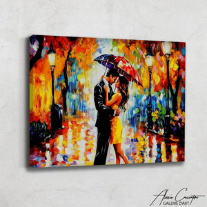 TABLEAU COUPLE SOUS LA PLUIE