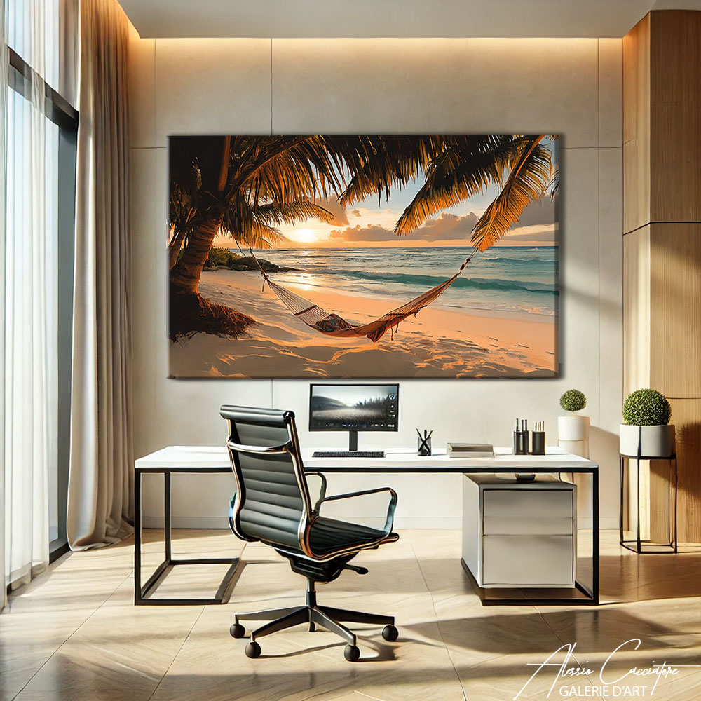 TABLEAU COUCHER DE SOLEIL PLAGE