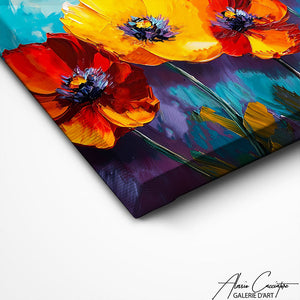 TABLEAU TRIPTYQUE COQUELICOT Alessio Cacciatore