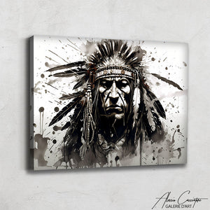 Tableau Indien d'Amérique Noir et Blanc