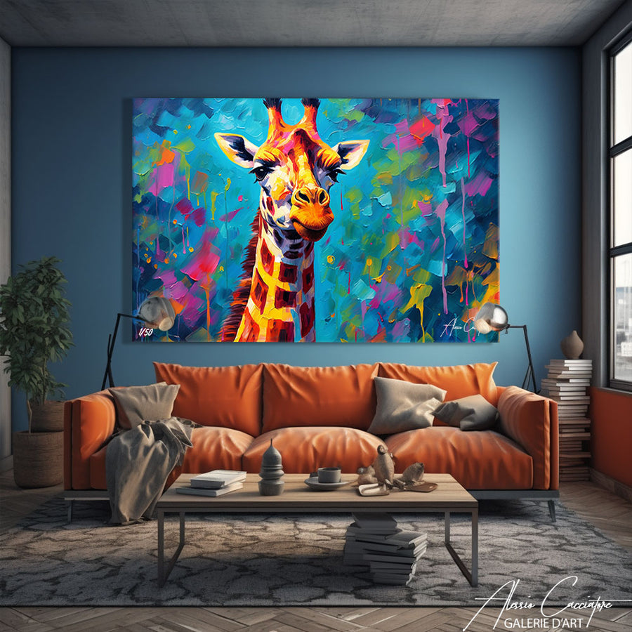 tableau girafe coloré – mise en situation