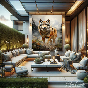 tableau loup montagne