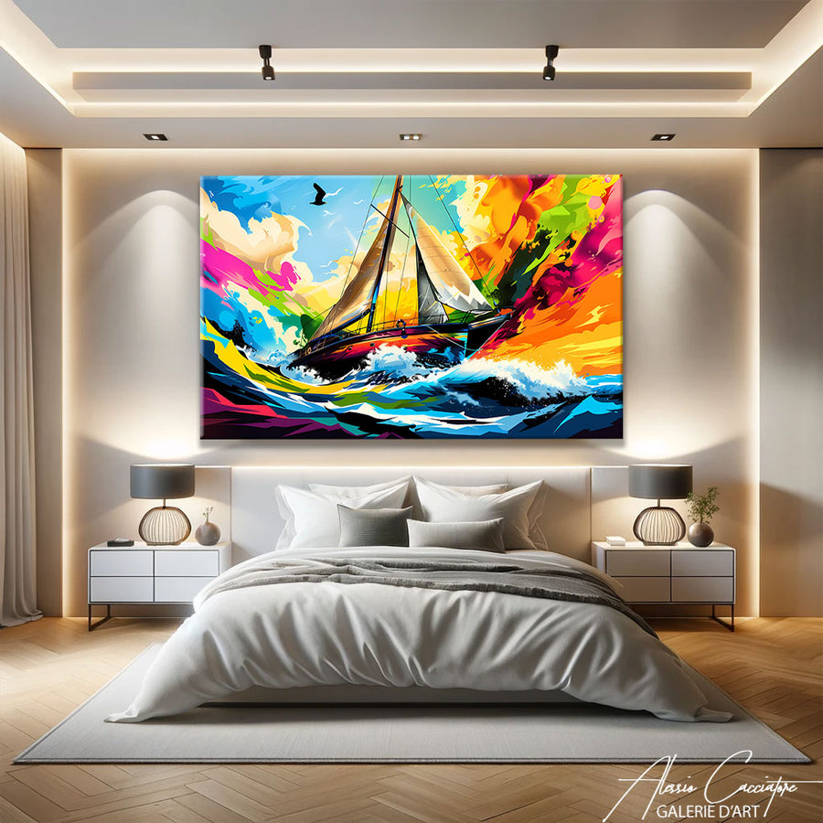 Tableau Voilier Contemporain – mise en situation