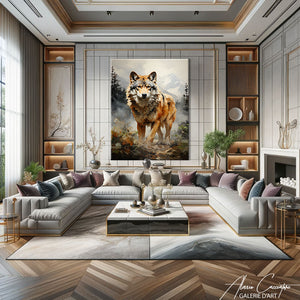 tableau loup montagne