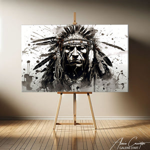 Tableau Indien d'Amérique Noir et Blanc