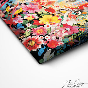 TABLEAU OISEAU ET FLEURS Alessio Cacciatore