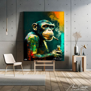 tableau singe qui fume