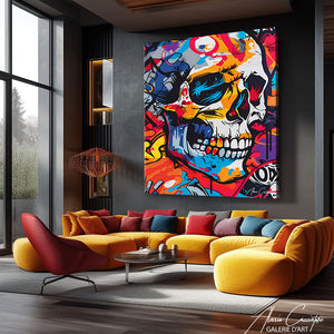 tableau tete de mort coloré