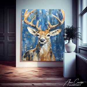 tableau cerf huile